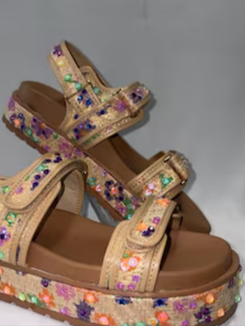 BRAND NEW SUGAR MULTI-COLOR STRAP CLOSURE WOMEN'S PLATFORM WEDGE SANDAL